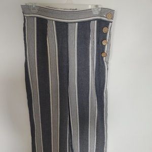 Haute Monde Striped Blue and White Wide Leg Pant